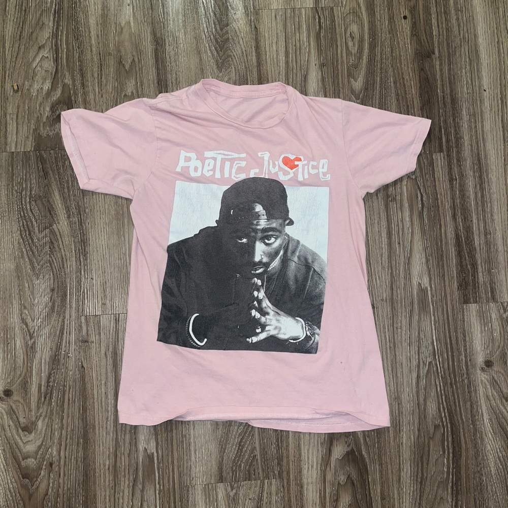 Pink Tupac Graphic Tee, short sleeve, size Medium.